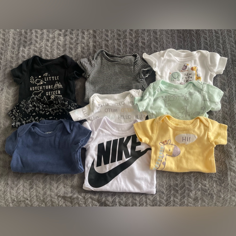 Newborn onesies , carters , Nike , koalababy barerly worn